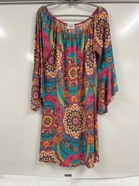 Carols Boutique Boho Tunic Dress Bell Sleeve Festival Hippie Cottagecore Artsy L